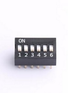 DS-06-K-T 拨码开关 6位 2.54mm间距 宽体黑色顶拨 DIP拨码开关