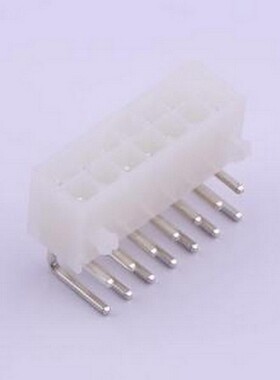 C4255WR-F-2X07P 线对板针座 2x7P 间距:4.2mm 弯插 白色半透明