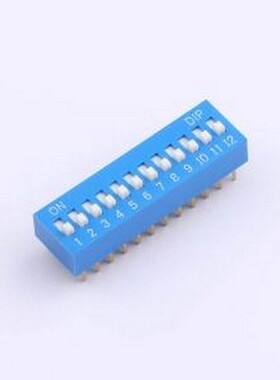 DS-12-B 拨码开关 拨码开关2.54mm间距,蓝色12PIN/位 直插 正拨平
