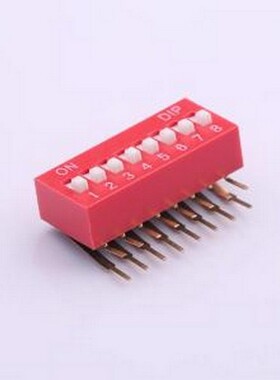 TM-08 拨码开关 拨码开关红色08P-90度插脚4PIN间距2.54mm立式侧