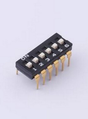 YDD06H2 拨码开关 6位高拨键黑色插件2.54MM拨码开关 插件