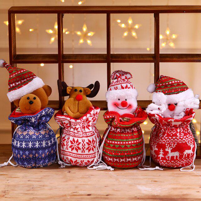 christmas eve candy gift bag cute snowman santa claus plush