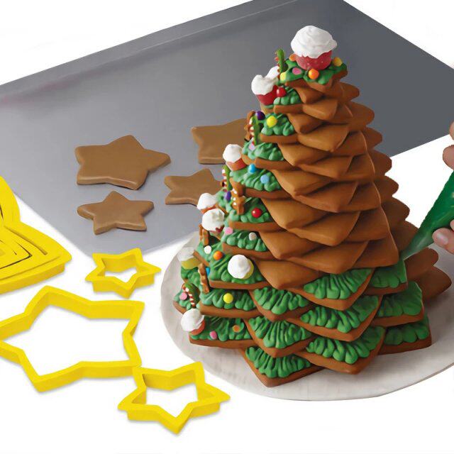 6pcs/set christmas tree baking fondant biscuit mold flower/h
