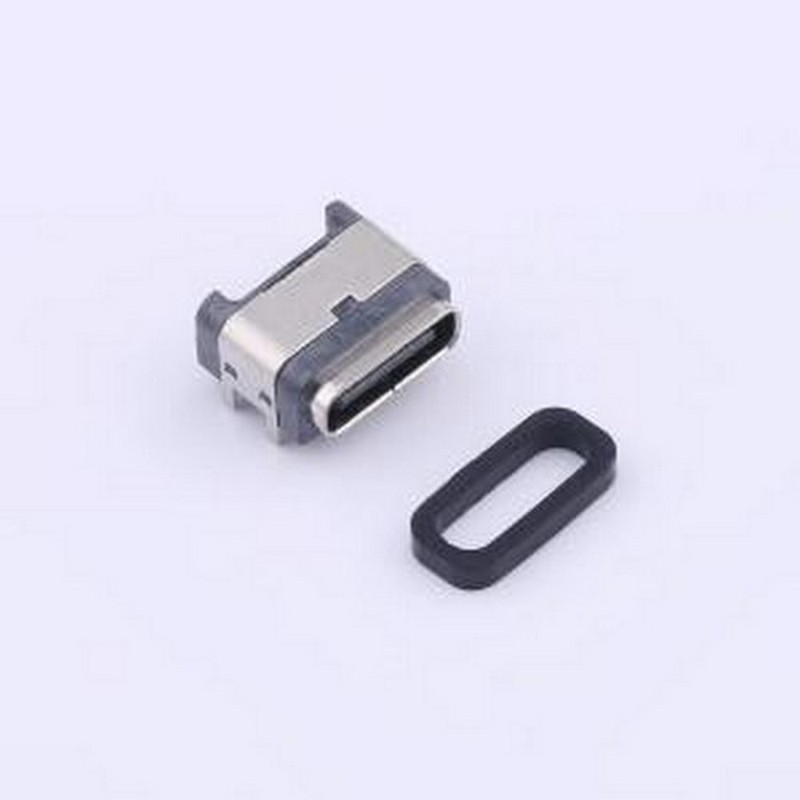 TYPE-C 6PFS 4J-H8.2 IPX7 USB连接器 Type-C 母 卧贴 两件套 SMD