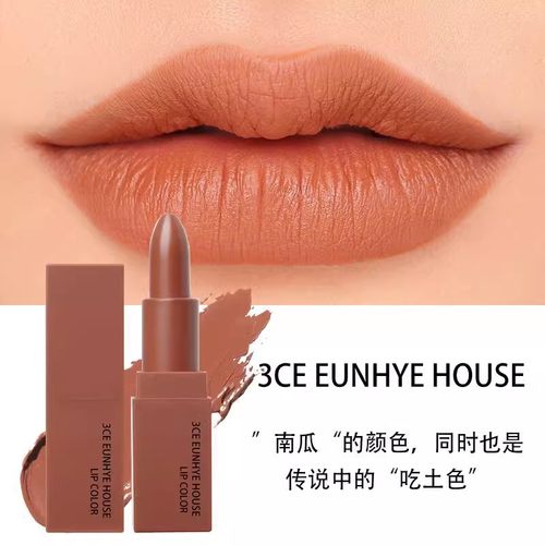大牌3CE EUNHYEHOUSE南瓜脏橘色口红哑光黄黑皮淡妆2025新款唇膏