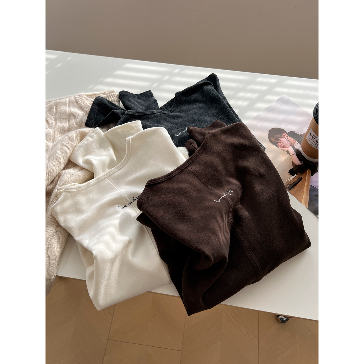 后背字母刺绣~韩系薄绒圆领长袖T恤女修身内搭保暖打底衫上衣秋冬,女装/女士精品,T恤,淘宝优惠券,粉丝福利购,淘宝优惠卷