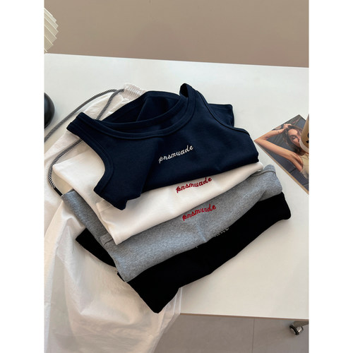 小字母刺绣吊带背心女修身显瘦夏