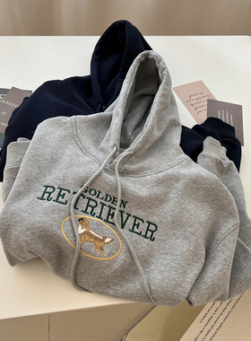 韩版连帽套头卫衣女宽松加绒加厚保暖2024秋冬季运动外套减龄学生