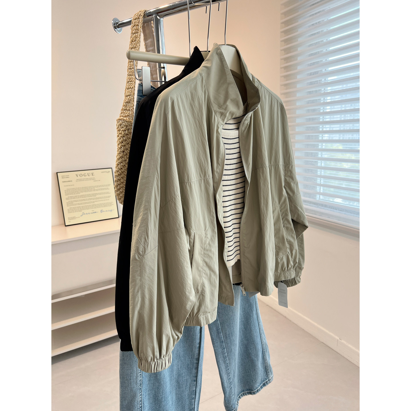 韩版时髦气质立领拉链开衫外套女宽松慵懒户外中性风春秋新款学生