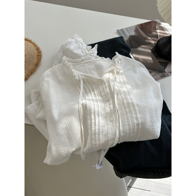 韩版仙女气质白色长袖衬衫女宽松慵懒显瘦上衣春秋季新款温柔减龄