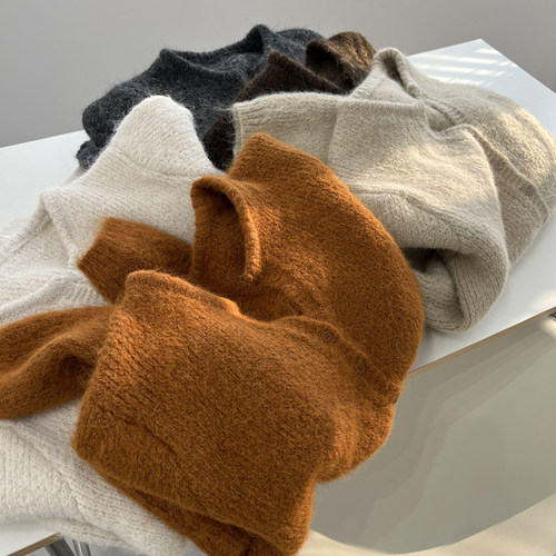 韩版复古宽松针织开衫毛衣外套