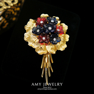 Boucher琉璃花束艺术胸针有专利号 | Amy Vintage西洋古董首饰