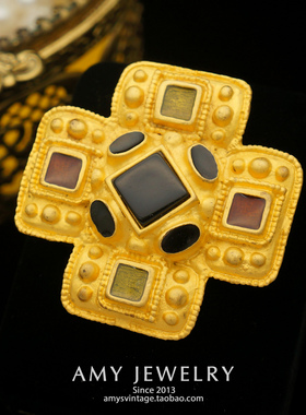 ANN TYALOR雾金华丽皇室十字胸针｜Amy Vintage西洋古董首饰