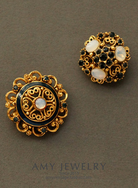 FLORENZA维多利亚古典风格月光石胸针合集 | Amy Vintage古董首饰