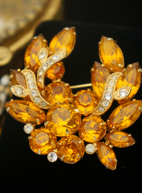 Eisenberg ICE马眼切割黄水晶胸针 海报款 | Amy Vintage古董首饰