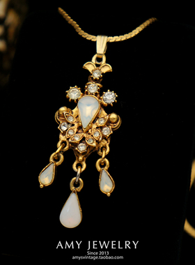 FLORENZA古典维多利亚月光石项链吊坠 | Amy Vintage西洋古董首饰