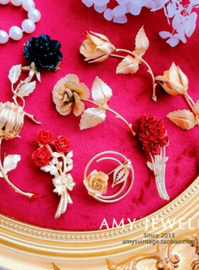 经典复古玫瑰花胸针合集 | Amy Vintage西洋古董首饰