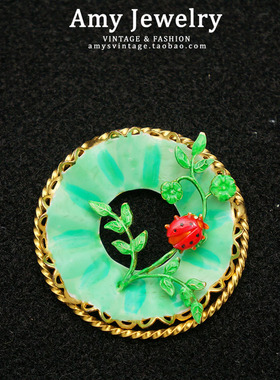 Hattie Carnegie 小瓢虫手绘铁艺立体 胸针｜Amy Vintage古董首饰