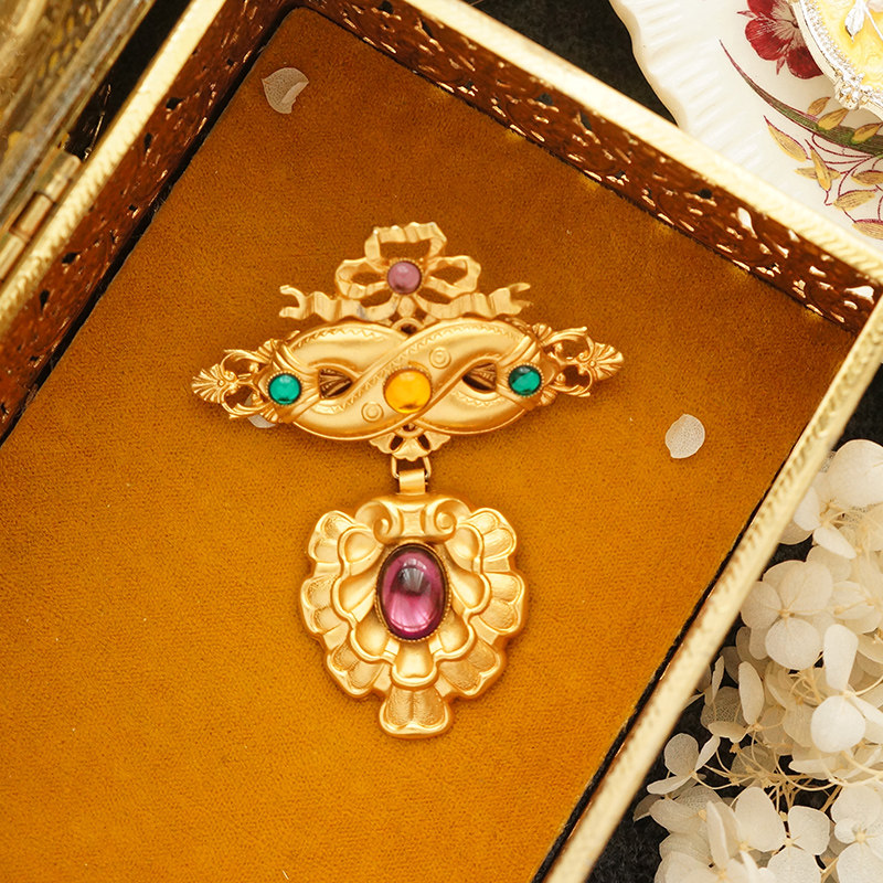 华丽小众品牌拜占庭风格彩宝吊坠胸针 | Amy Vintage西洋古董首饰 - 实物图