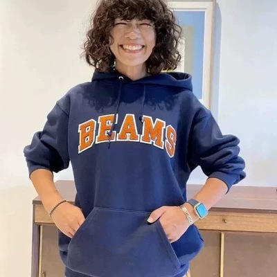 beamsboy字母毛巾绣情侣连帽卫衣