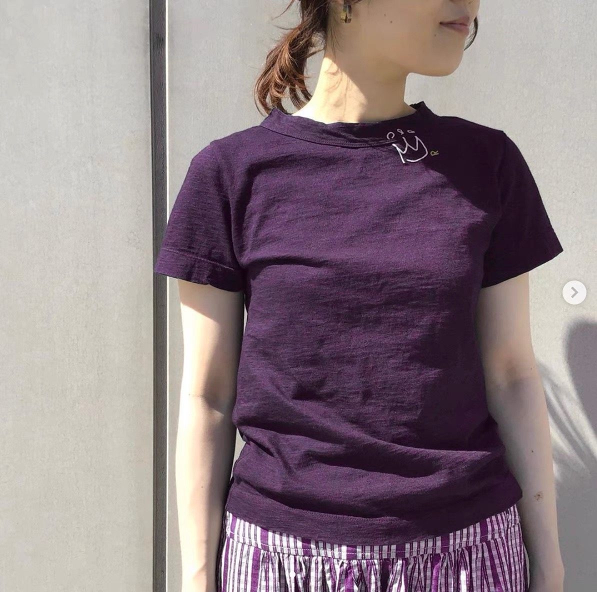 25SS日系新款贵牌皇冠刺绣全棉圆领短袖T恤女纯色舒适百搭tee上衣