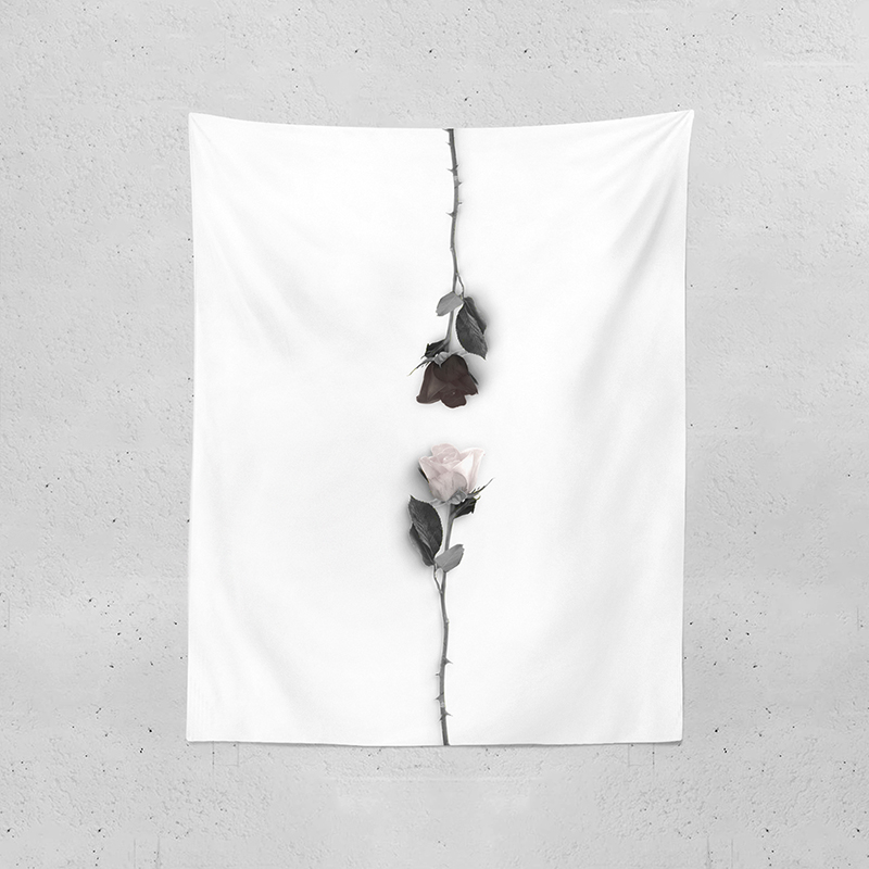玫瑰的名字白色北欧风简约装饰布