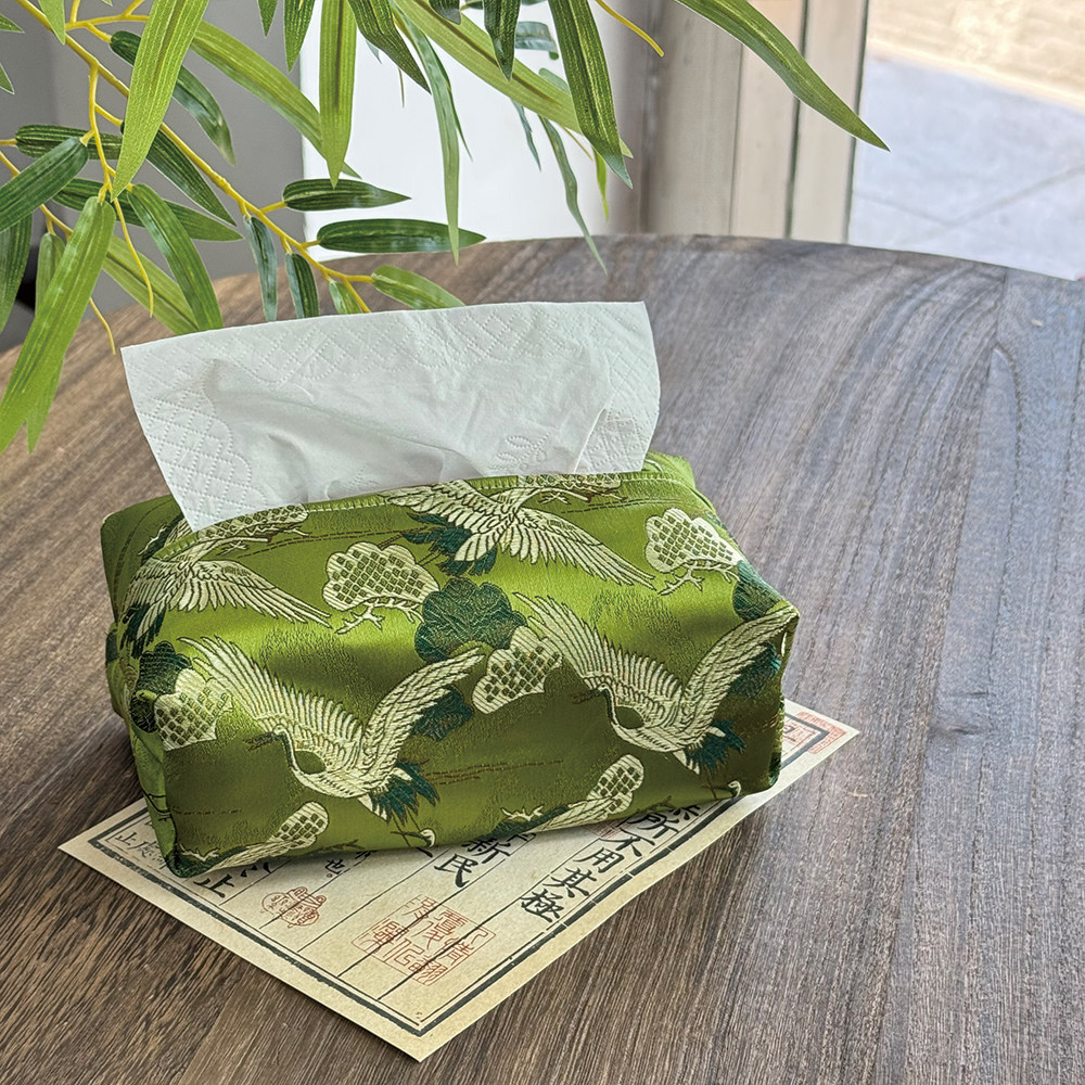 织锦缎布艺纸巾盒中式茶室收纳袋图片