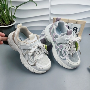 比迪童鞋26春季新款男女童双网运动鞋鞋轻便透气休闲鞋魔术贴