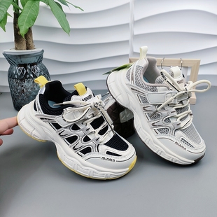 比迪童鞋25秋新款中大童双网运动鞋鞋轻便透气男女童休闲鞋魔术贴