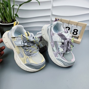 比迪童鞋26春季新款男女童双网运动鞋鞋轻便透气休闲鞋魔术贴