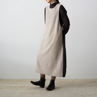 秋冬羊毛亚麻拼色宽松长款前后穿背心裙 ATELIERSOMEPIECE 工碎