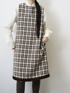 编织纹理有机全羊毛格子背心裙 ATELIERSOMEPIECE 工碎设计师品牌