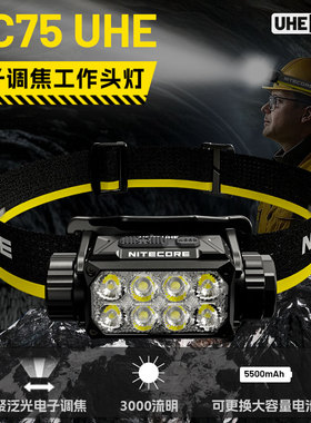 NITECORE奈特科尔HC75 UHE聚泛光工作头灯室外作业夜间维修工作灯
