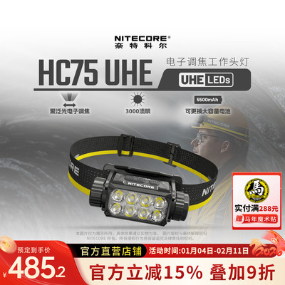NITECORE奈特科尔HC75 UHE聚泛光工作头灯室外作业夜间维修工作灯