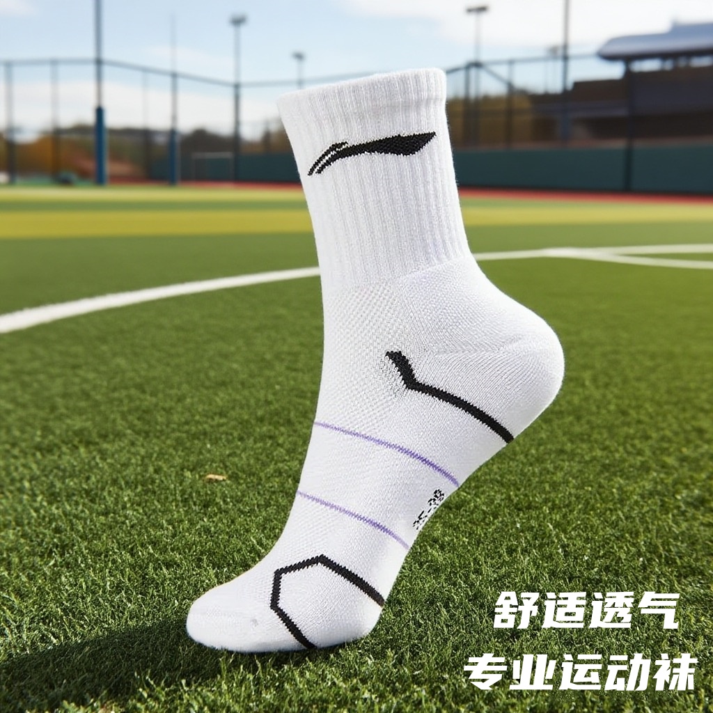 李宁羽毛球袜吸汗防滑运动休闲袜
