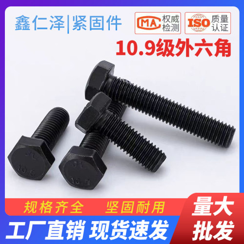 M10M12M14M16M18 10.9级外六角螺丝加长高强度螺栓全牙外六方螺杆