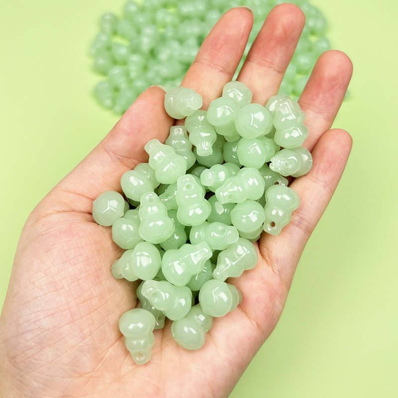 绿色葫芦挂件琉璃合金手链项链吊坠仿玉石吊饰DIY饰品配件图片