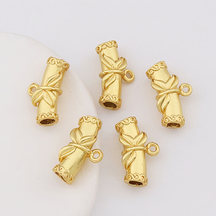 古风竹叶弯管三叶三通挂头饰品配件diy手链项链编绳手工材料