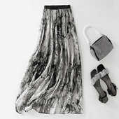 顺垂大摆仙女裙子 新款 女士桑蚕丝复古水墨印花半身裙长款 2026夏季