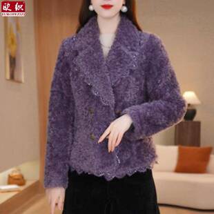 领女装 西装 X气质显瘦小个子加厚保暖小香风 新款 皮毛一体外套冬季
