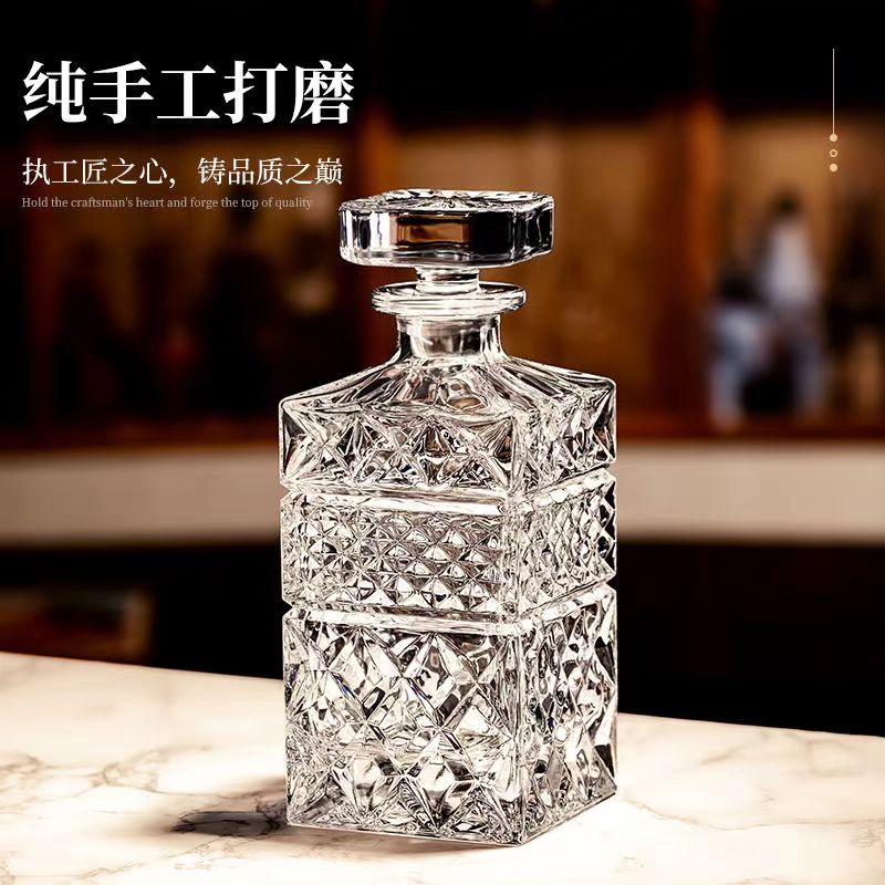 意大利雕花工艺威士忌酒樽水晶玻璃酒具套装分酒器中古洋酒储酒瓶