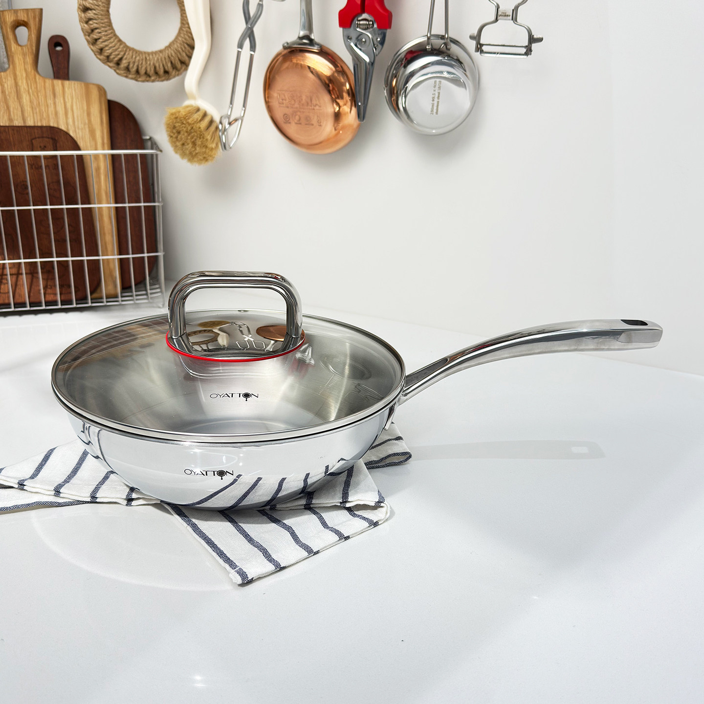 无涂层18-10不锈钢炒锅家用平底炒菜锅轻油烟电磁炉燃气通用