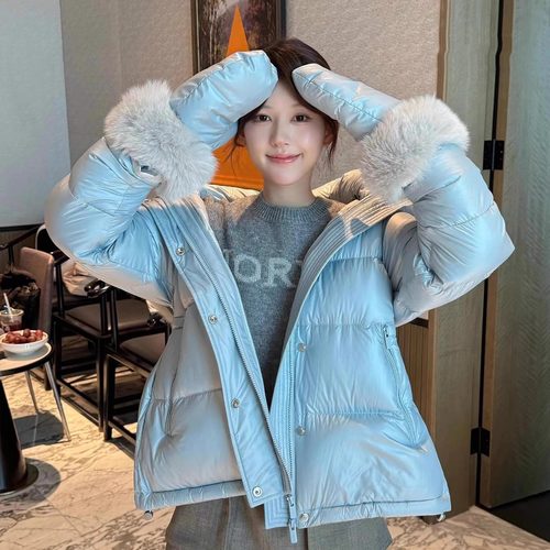 赵露思同款大毛领轻薄羽绒服