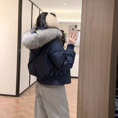 狐狸毛领短款派克羽绒服女冬季