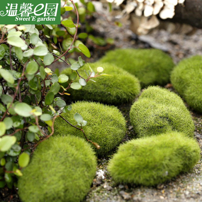 仿真植绒石头假苔藓DIY装饰