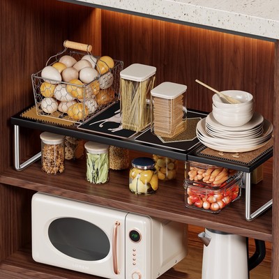 厨房置物架台面橱柜可伸缩隔板分层架柜内调料收纳锅架桌面小架子