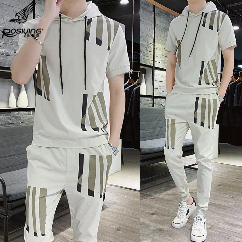 Handsome ruffian men's wear a set Short sleeved trousers Trend summer suit handsome spirit Guy Ninth pants Self cultivation Feetin the Men's clothing, Casual pants  category - from Buy2taobao.com to provide professional Taobao agent buy service