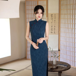 【青灯】秋季新款古风中国风洋气日常民国风显白无袖旗袍裙女