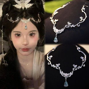 异域拍照百搭古典仙气配饰超仙古风额饰汉服藤蔓水滴发饰眉心头饰