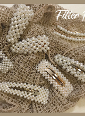 (半价清仓）日本 复古法式少女手工珍珠方形三角发夹 lat*icerili